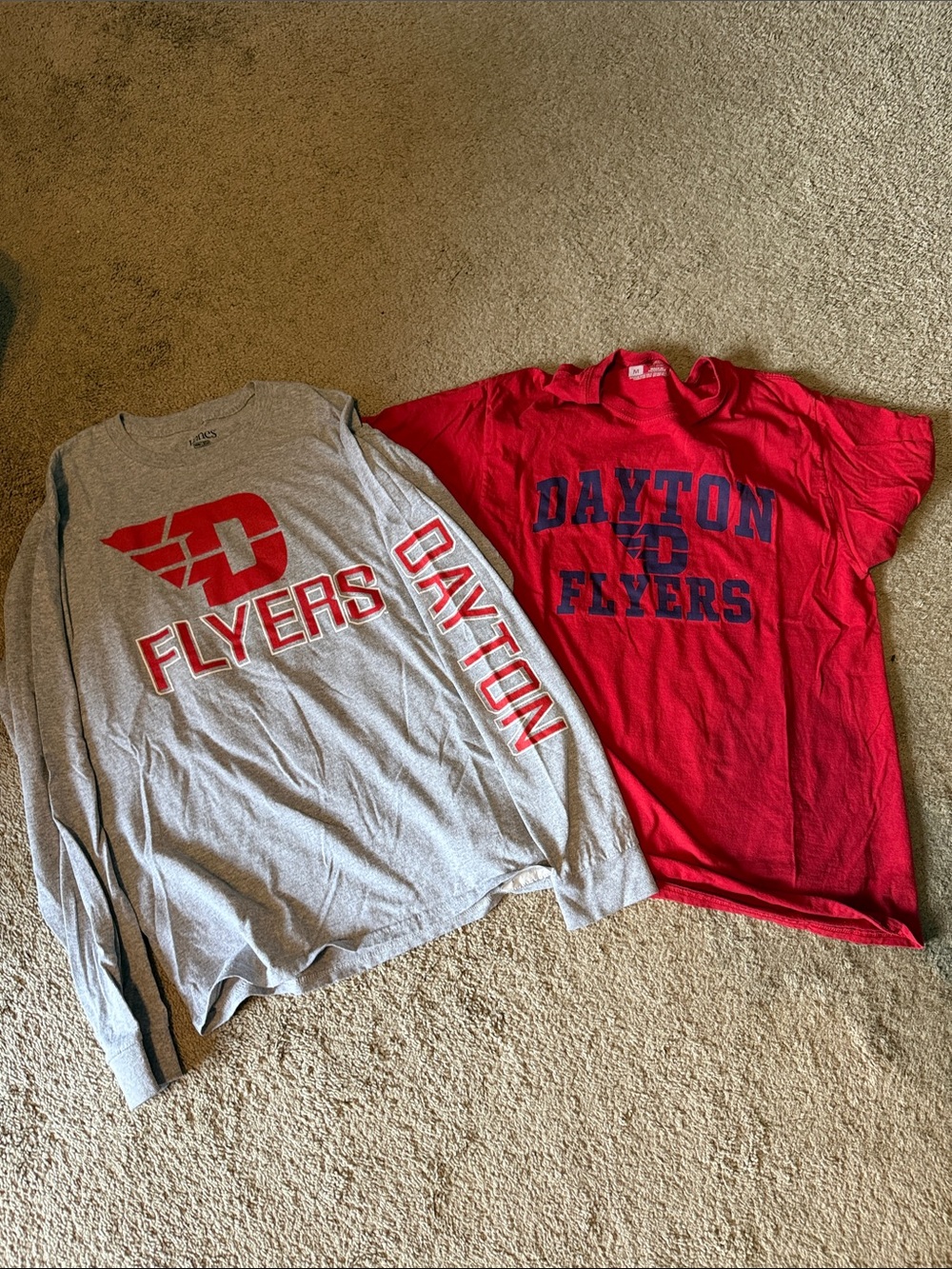 Dayton Flyers Red & Gray Unisex Long Sleeve and Short Sleeve Tee Set